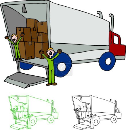 Téléchargez les illustrations : "Moving Truck Company "illustration vectorielle colorée - en licence libre de droit