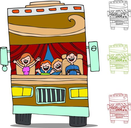 Illustration for "Road Trip RV" colorful vector illustration - Royalty Free Image