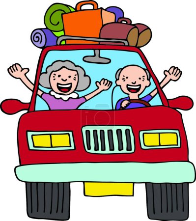Illustration for "Road Trip Seniors" colorful vector illustration - Royalty Free Image