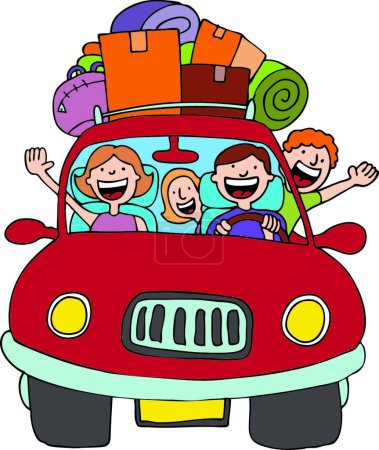 Illustration for "Family Trip" colorful vector illustration - Royalty Free Image