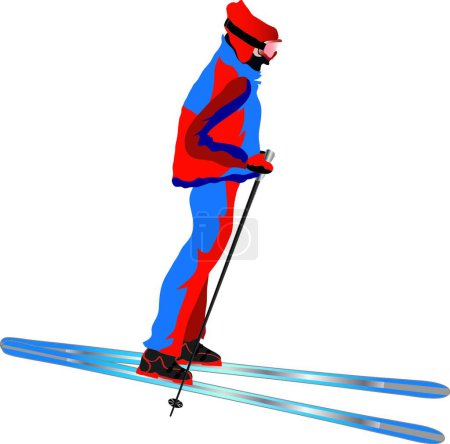 Ilustración de Esquiador, ilustración vectorial gráfica - Imagen libre de derechos