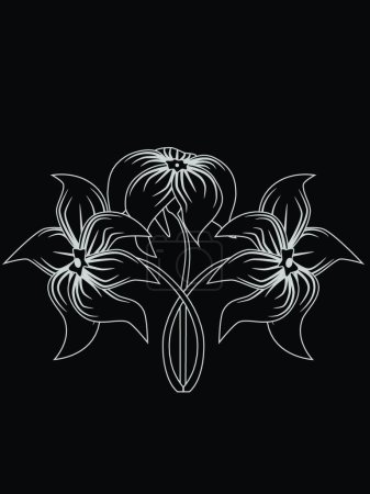 Illustration for Flowers on black  vector illustration - Royalty Free Image