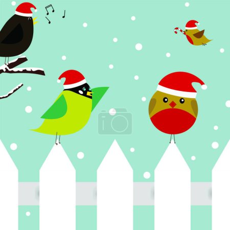 Ilustración de Pájaros de Navidad, ilustración vectorial gráfica - Imagen libre de derechos