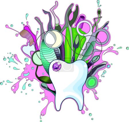 Téléchargez les illustrations : Instruments dentaires, illustration vectorielle graphique - en licence libre de droit