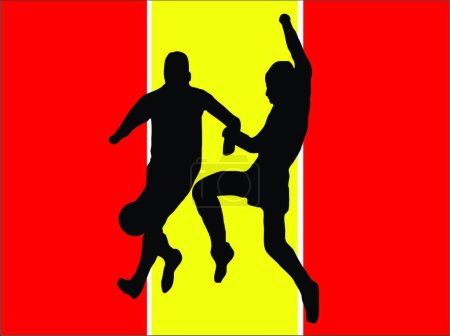 Illustration for Footballers in silhouette, graphic vector illustration - Royalty Free Image