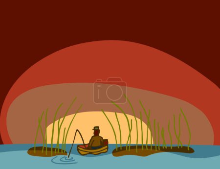 Ilustración de Pesca de la madrugada, ilustración vectorial gráfica - Imagen libre de derechos