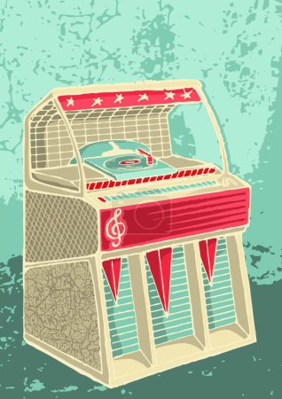 Ilustración de Retro jukebox, ilustración vectorial gráfica - Imagen libre de derechos
