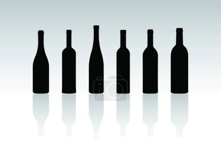 Illustration for Bottles Silhouettes, graphic vector illustration - Royalty Free Image