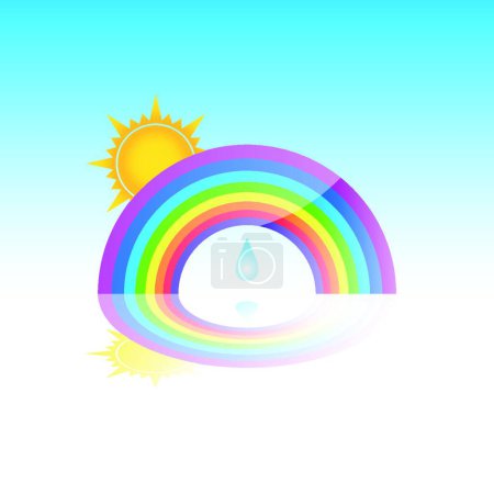 Ilustración de Arco iris con ilustración de vector solar - Imagen libre de derechos