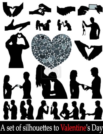 Illustration for Silhouettes of people in love, graphic vector illustration - Royalty Free Image