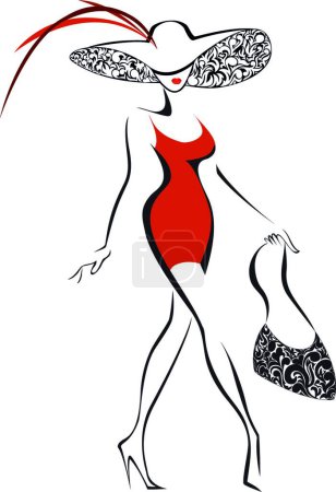 Illustration for Woman in Red, graphic vector illustration - Royalty Free Image