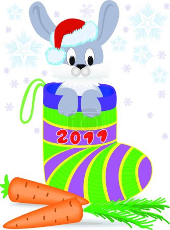 Illustration for New Year's rabbit, graphic vector illustration - Royalty Free Image