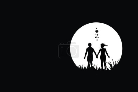 Ilustración de Amor, ilustración vectorial escena nocturna - Imagen libre de derechos