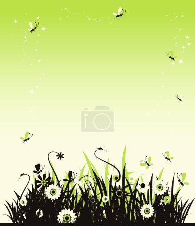 Illustration for Summer meadow beautiful, colorful vector illustration - Royalty Free Image