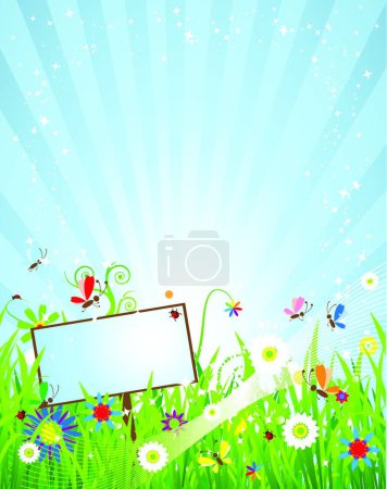 Ilustración de Verano prado hermoso, vector gráfico ilustración - Imagen libre de derechos