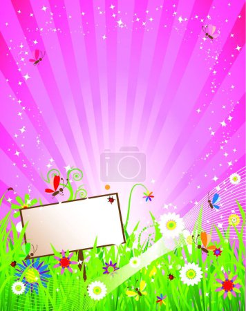 Ilustración de Verano prado hermoso, vector gráfico ilustración - Imagen libre de derechos