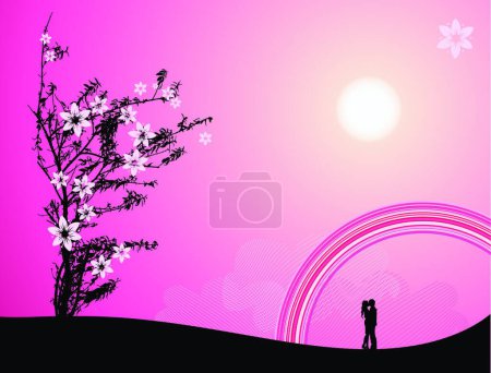 Illustration for Pink sunset, love vector illustration - Royalty Free Image