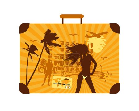 Ilustración de Vacaciones de verano, maleta, ilustración vectorial gráfica - Imagen libre de derechos