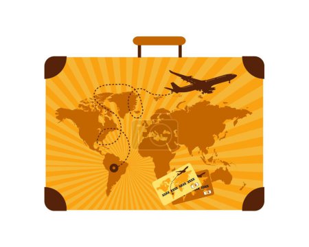 Téléchargez les illustrations : Voyage d'été, valise, illustration vectorielle graphique - en licence libre de droit