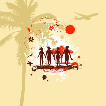 Illustration for Summer vacations, colorful vector illustration - Royalty Free Image
