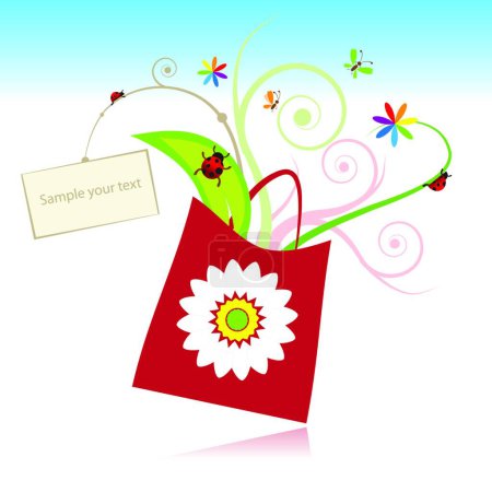 Illustration for Summer gift with card for your text - Royalty Free Image