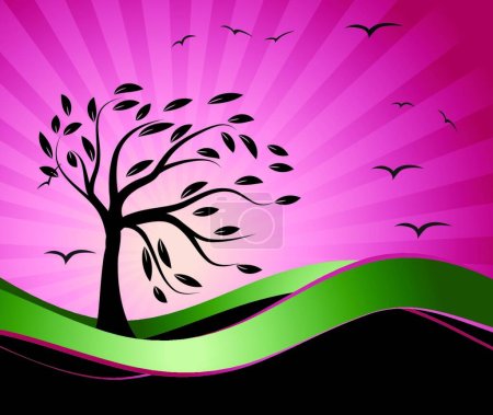 Illustration for Artistic tree banner, vector illustration - Royalty Free Image