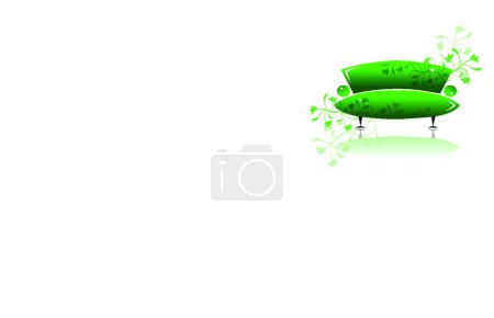 Téléchargez les illustrations : Canapé design vert, illustration vectorielle colorée - en licence libre de droit
