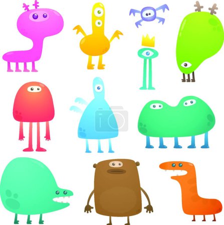Illustration for Funny monsters, graphic vector illustration - Royalty Free Image