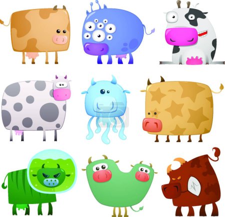 Illustration for Funny cows, graphic vector illustration - Royalty Free Image
