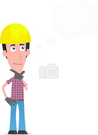 Illustration for Pensive builder, graphic vector illustration - Royalty Free Image