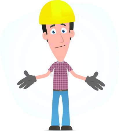 Illustration for Embarrassed builder, graphic vector illustration - Royalty Free Image