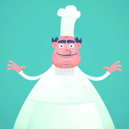Téléchargez les illustrations : Drôle cuisinier chef, illustration vectorielle simple - en licence libre de droit