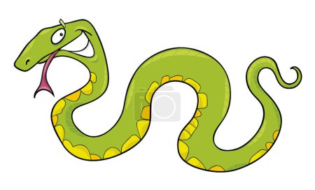 Téléchargez les illustrations : Illustration de serpent vert. animal venimeux - en licence libre de droit
