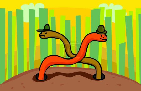 Illustration for Wily Worms, graphic vector illustration - Royalty Free Image