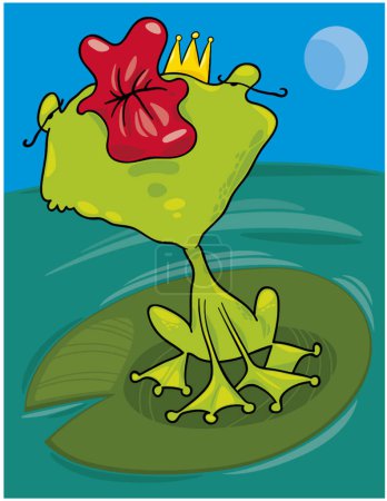 Téléchargez les illustrations : Personnage de dessin animé grenouille, illustration vectorielle - en licence libre de droit