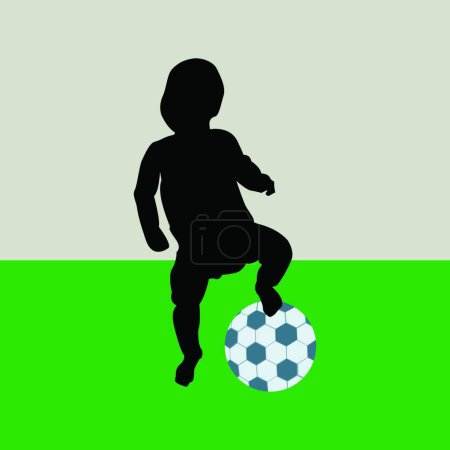 Téléchargez les illustrations : Bébé jouant au football illustration vectorielle moderne - en licence libre de droit