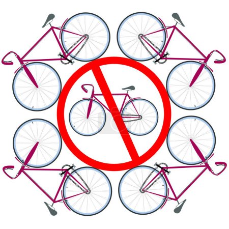 Ilustración de Bicicletas no permitidas aquí ilustración vectorial moderna - Imagen libre de derechos