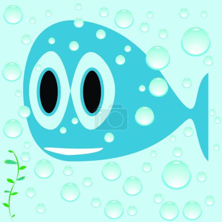 Illustration for Blue fish cartoon vector illustration - Royalty Free Image