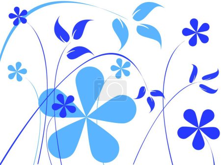 Téléchargez les illustrations : Fleurs bleues, illustration vectorielle - en licence libre de droit