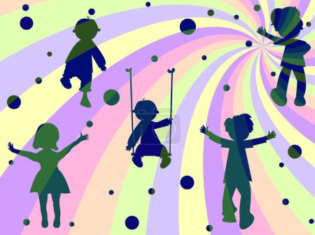 Ilustración de Niños rayos y burbujas composición - Imagen libre de derechos