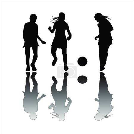 Illustration for Girls playing football modern vector illustration - Royalty Free Image