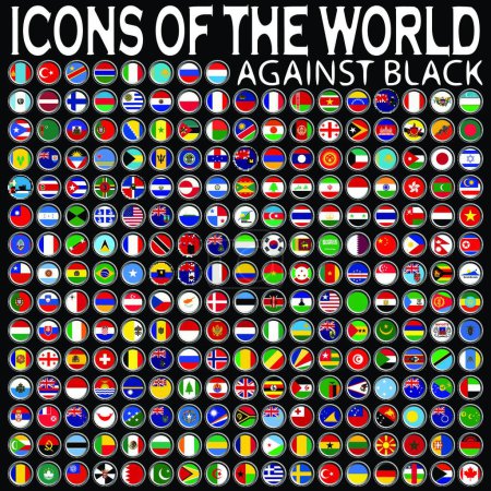 Illustration for Icons of the world against black - Royalty Free Image