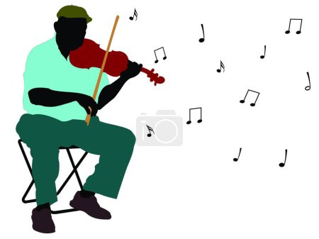 Téléchargez les illustrations : Homme jouant du violon illustration vectorielle moderne - en licence libre de droit