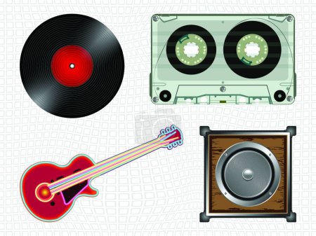 Ilustración de Colección de iconos de música, ilustración vectorial - Imagen libre de derechos