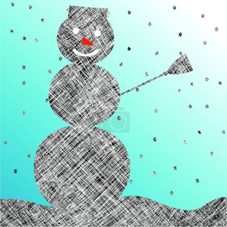 Téléchargez les illustrations : Illustration vectorielle homme de neige rayé - en licence libre de droit