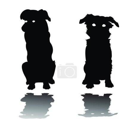 Illustration for Two little dogs silhouettes - Royalty Free Image