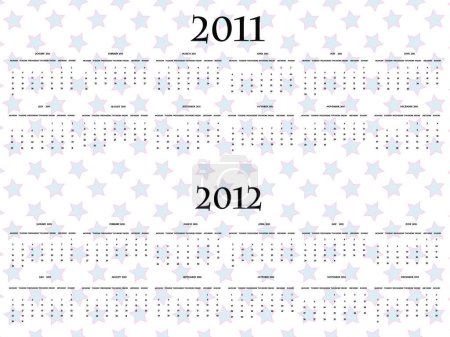 Téléchargez les illustrations : Calendrier des étoiles vectorielles pour 2011 et 2012 - en licence libre de droit