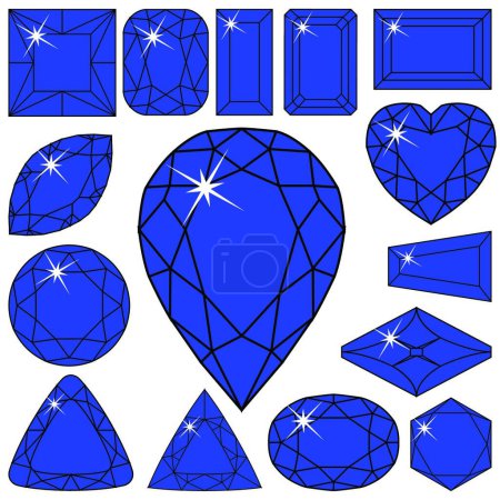 Ilustración de Azul diamantes colección vector ilustración - Imagen libre de derechos