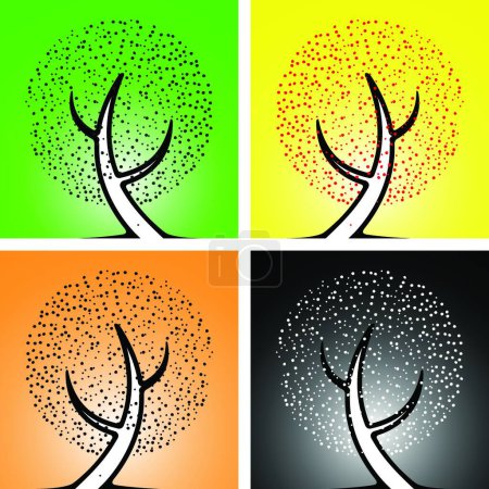 Téléchargez les illustrations : Saisons arbre vecteur illustration - en licence libre de droit