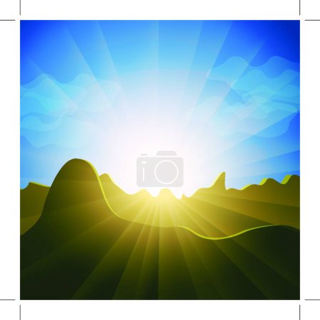 Ilustración de "Rayos solares sobre las cimas de las montañas
" - Imagen libre de derechos